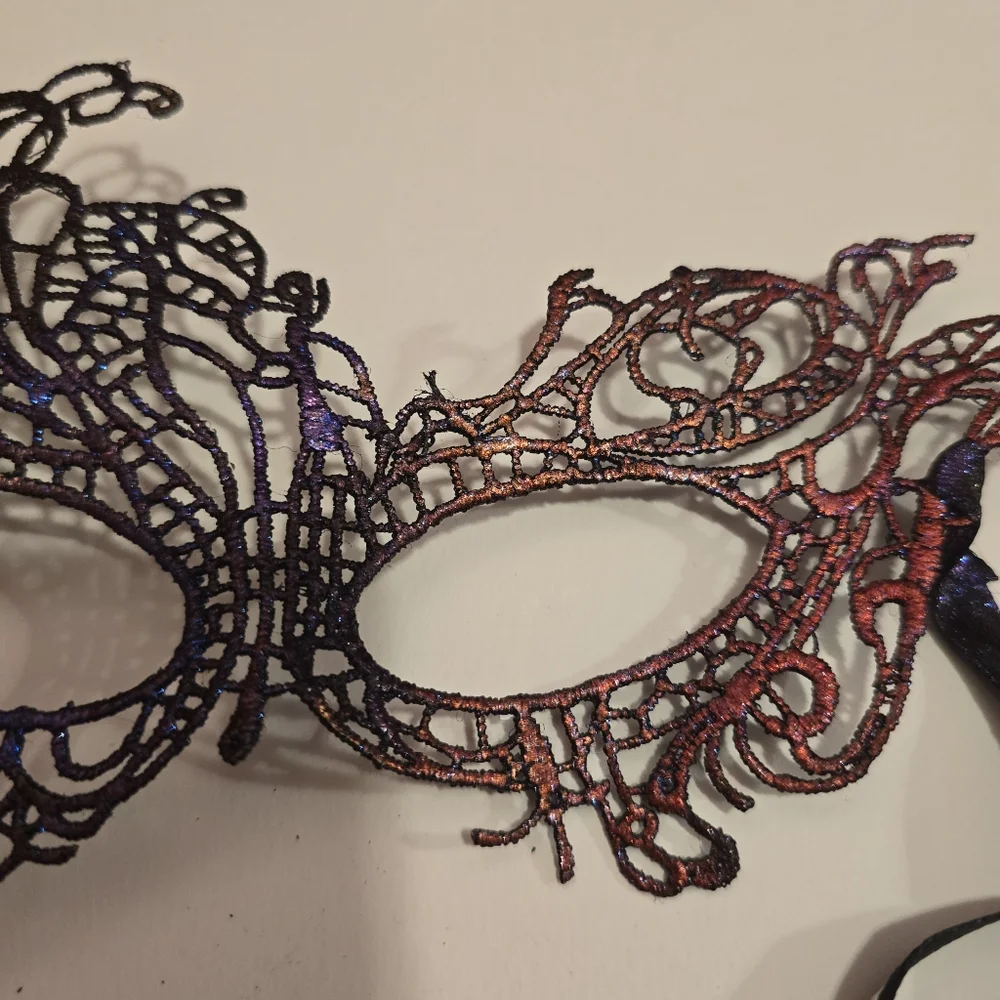 HANDCRAFTED Upcycled Lace Eye Mask HANDPAINTED Festival Mask Comic Con Sexy Fun